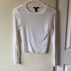 Mesh white long sleeve top